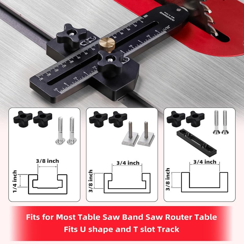 goingmake Thin Rip Jig Table Saw Jig Guide for Making Repetitive Narrow Thin Strip Cuts Woodworking Tools Fast Thin Ripping Guide for Table Saw Band Saw Router Table Fits for 3/8" x 3/4" T Slot - Image 2